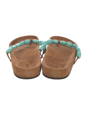 Staud Suede Beaded Accents Slides