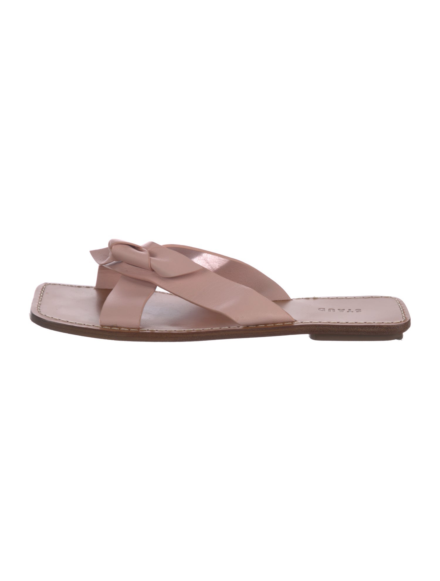 Staud Leather Bow Accents Slides