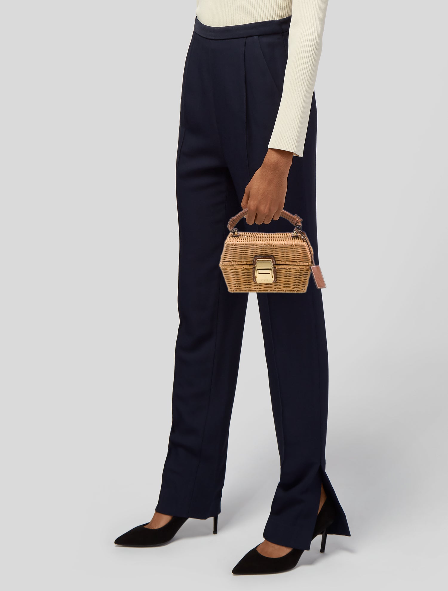 Staud Straw Top Handle Bag