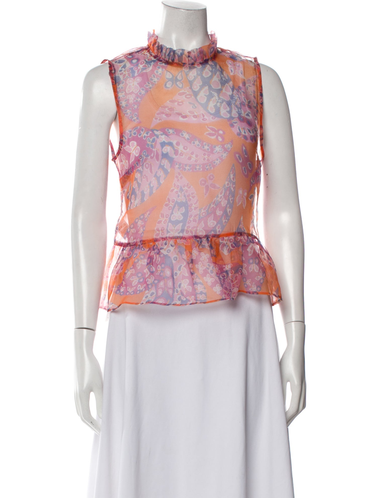 Staud Printed Mock Neck Blouse