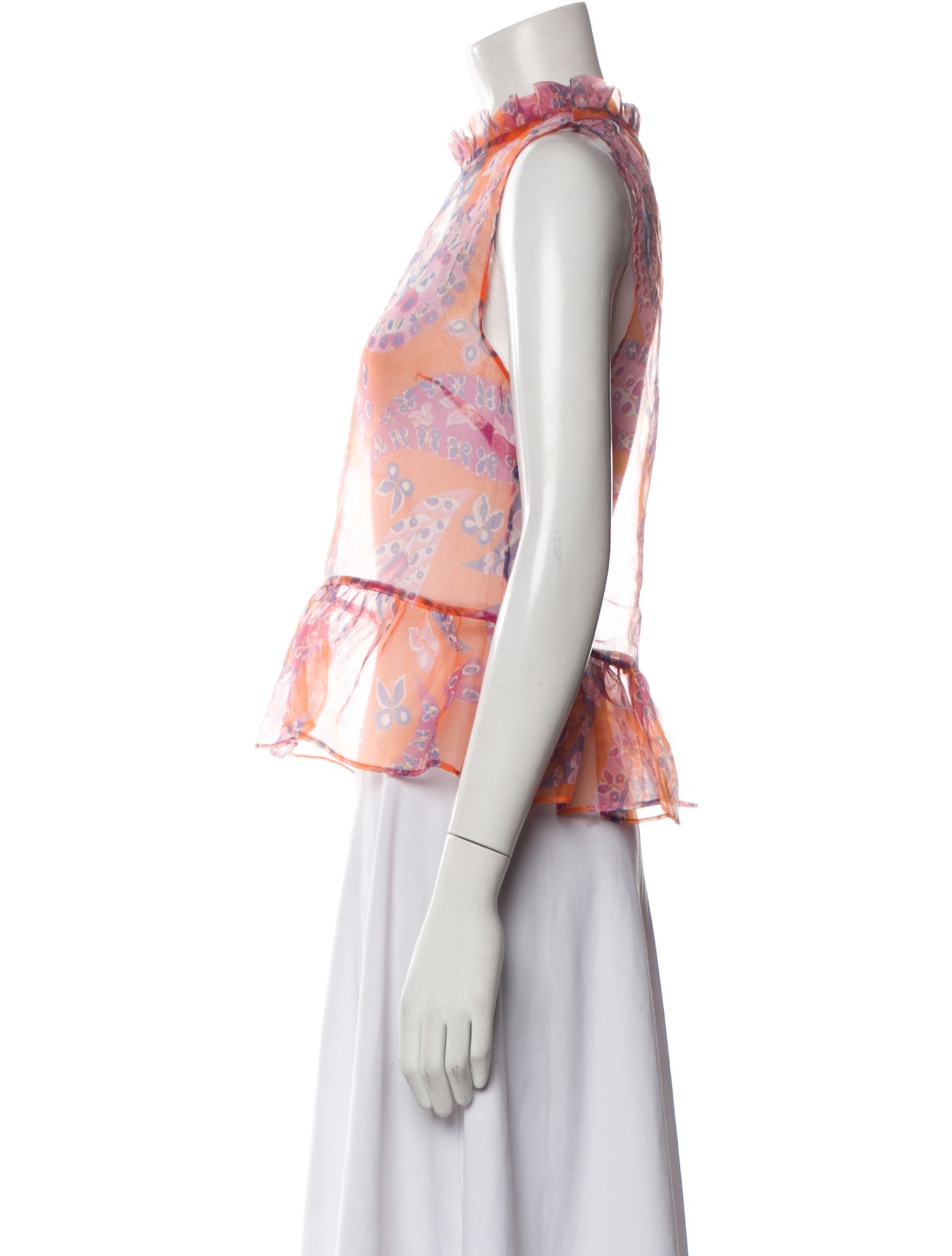 Staud Printed Mock Neck Blouse