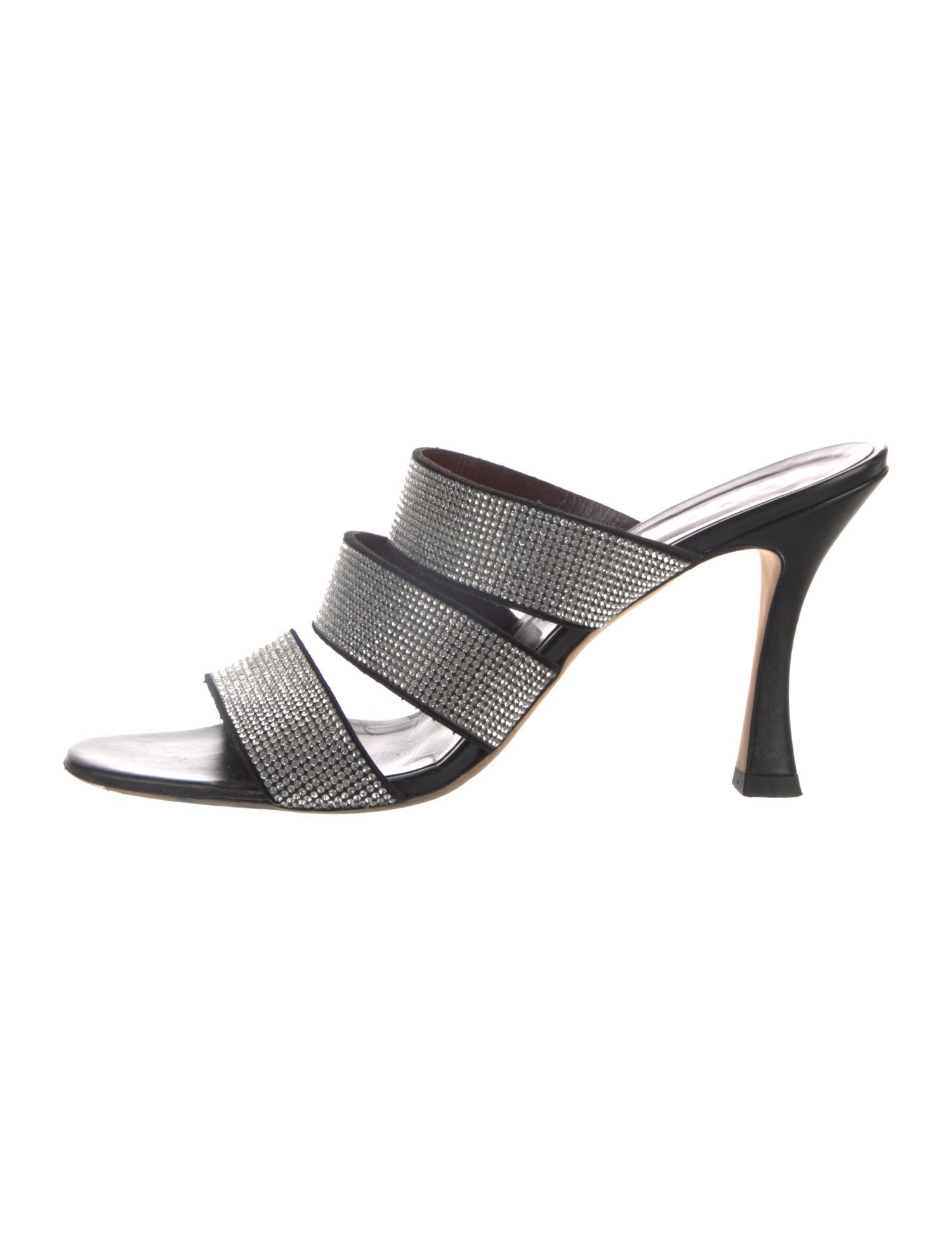 Staud Leather Crystal Embellishments Slides
