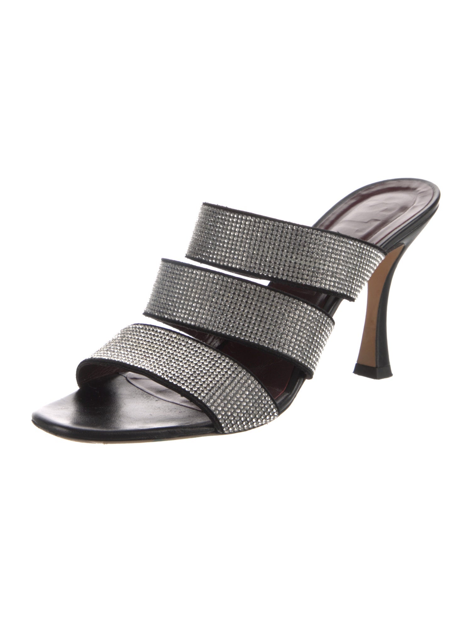 Staud Leather Crystal Embellishments Slides