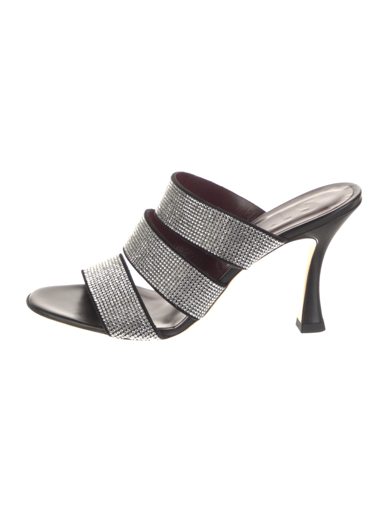 Staud Leather Crystal Embellishments Slides