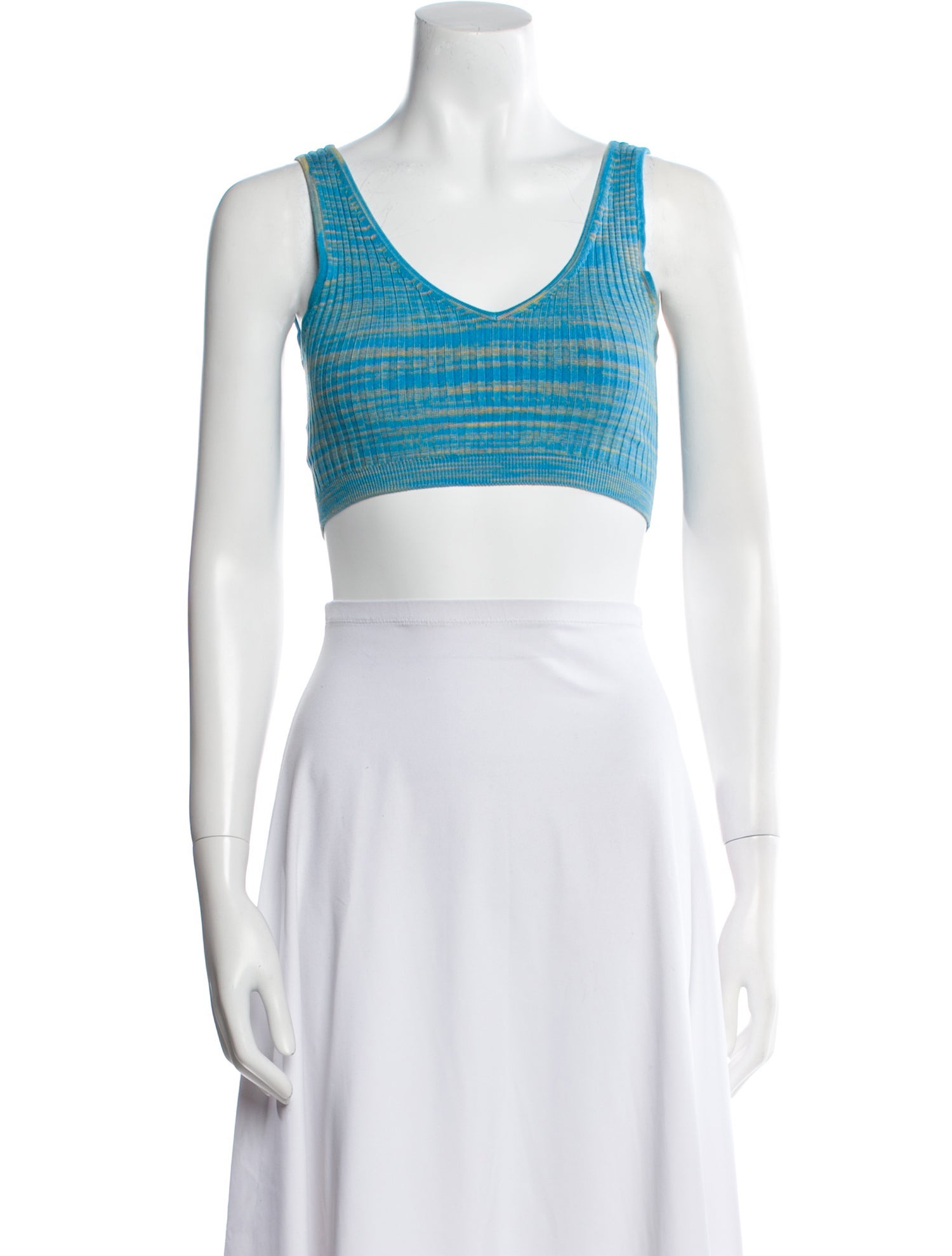 Staud Striped V-Neck Crop Top