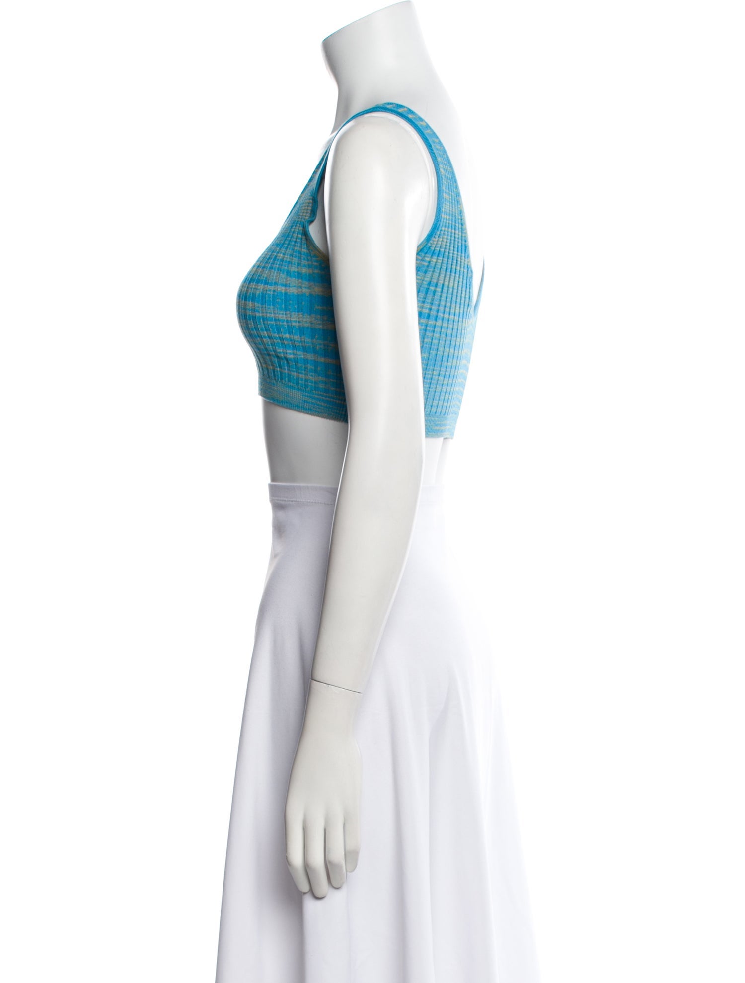 Staud Striped V-Neck Crop Top