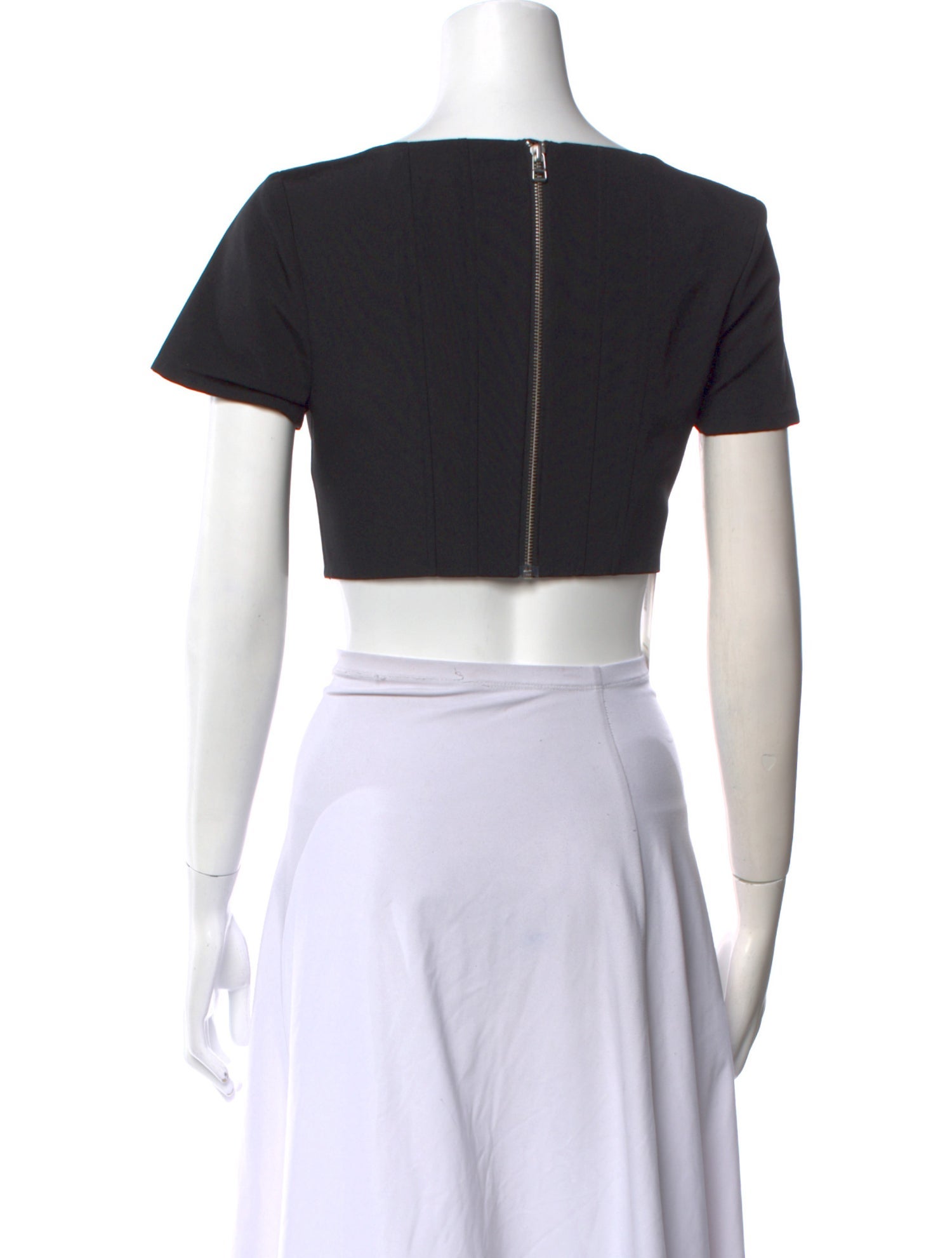 Staud Square Neckline Short Sleeve Crop Top