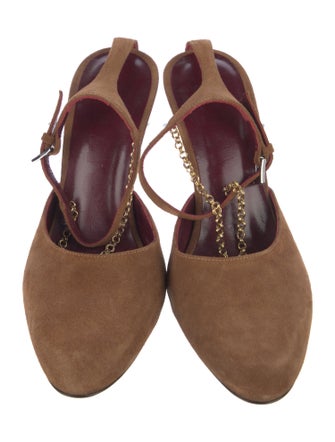 Staud Suede Chain-Link Accents Mules