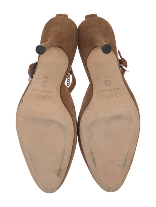 Staud Suede Chain-Link Accents Mules