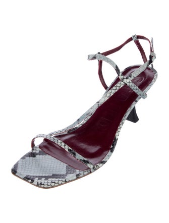 Staud Leather Animal Print Slingback Sandals