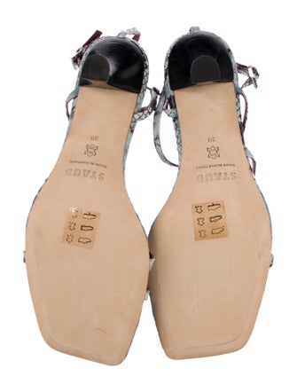 Staud Leather Animal Print Slingback Sandals