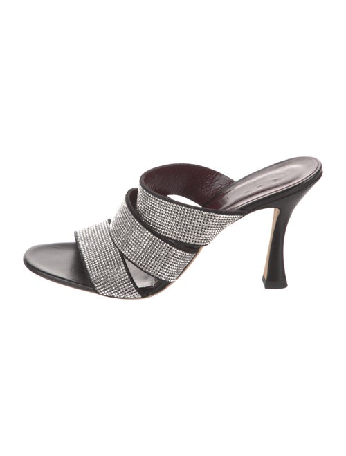 Staud Leather Crystal Embellishments Slides