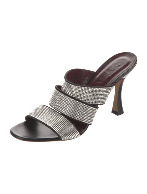 Staud Leather Crystal Embellishments Slides