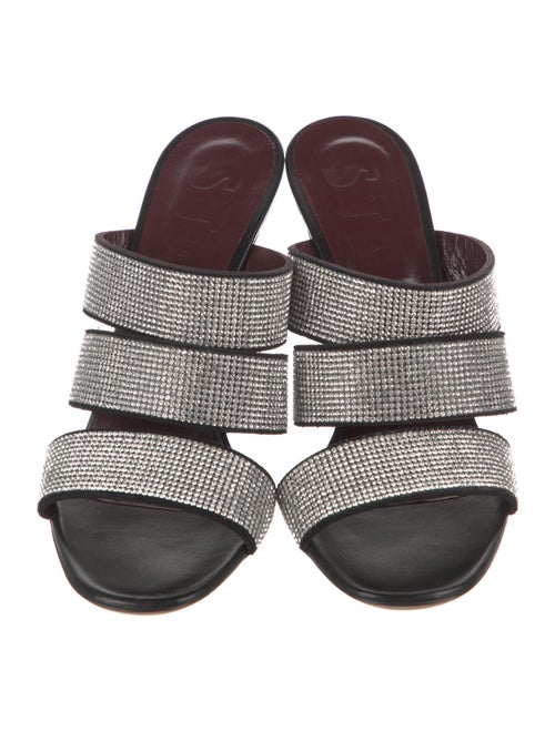 Staud Leather Crystal Embellishments Slides