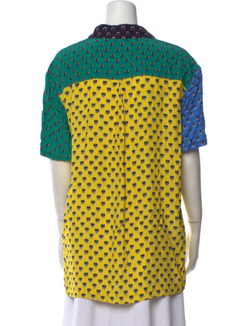 Staud Polka Dot Print Short Sleeve Button-Up Top