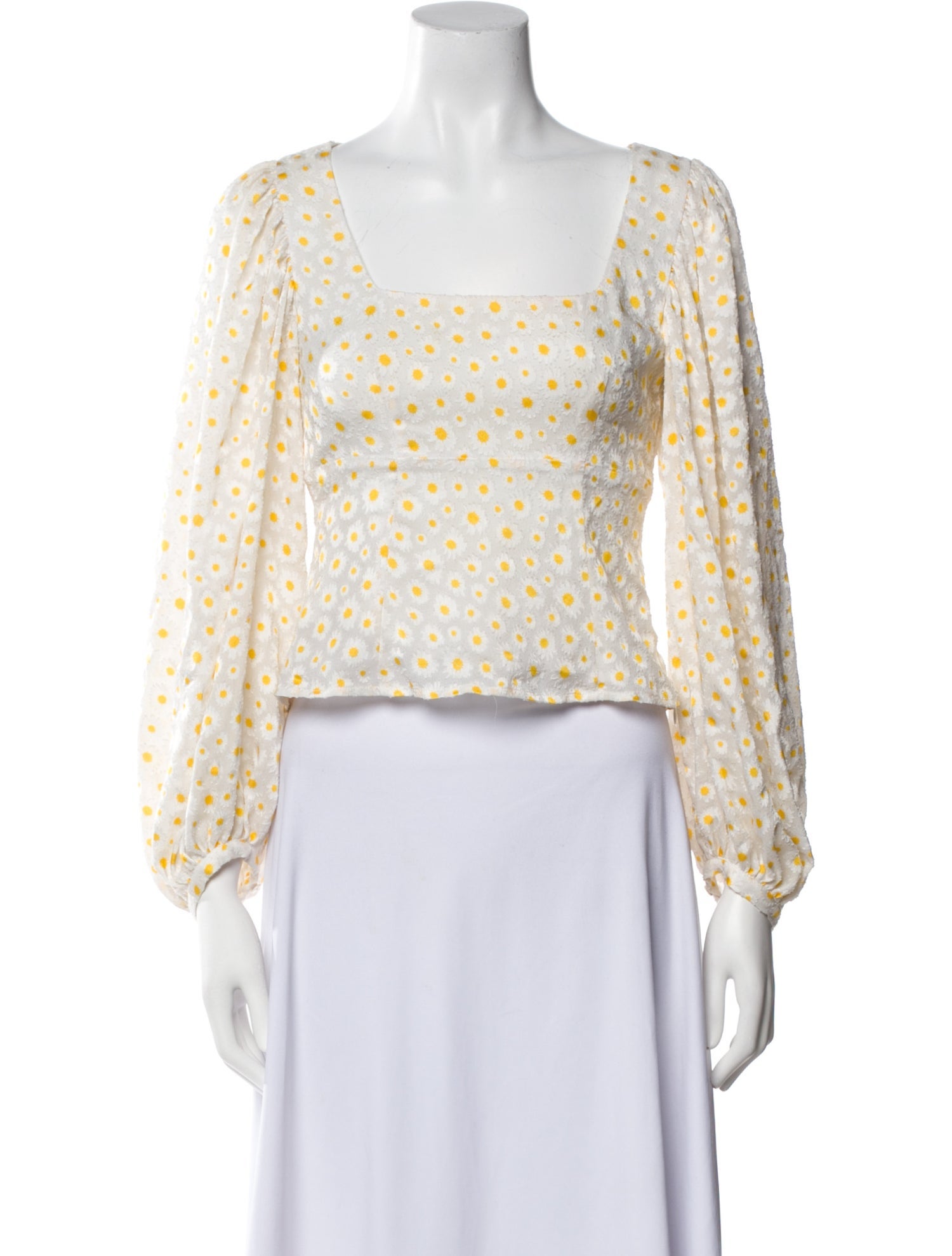 Staud Floral Print Square Neckline Crop Top