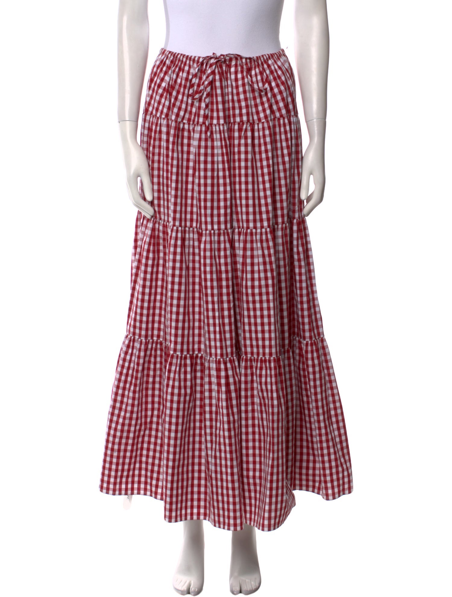 Staud Plaid Print Long Skirt