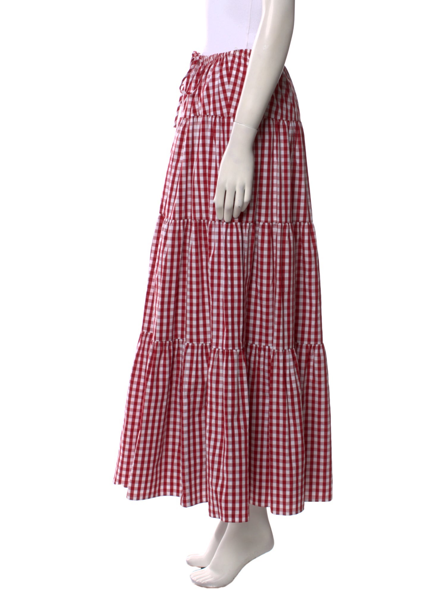 Staud Plaid Print Long Skirt