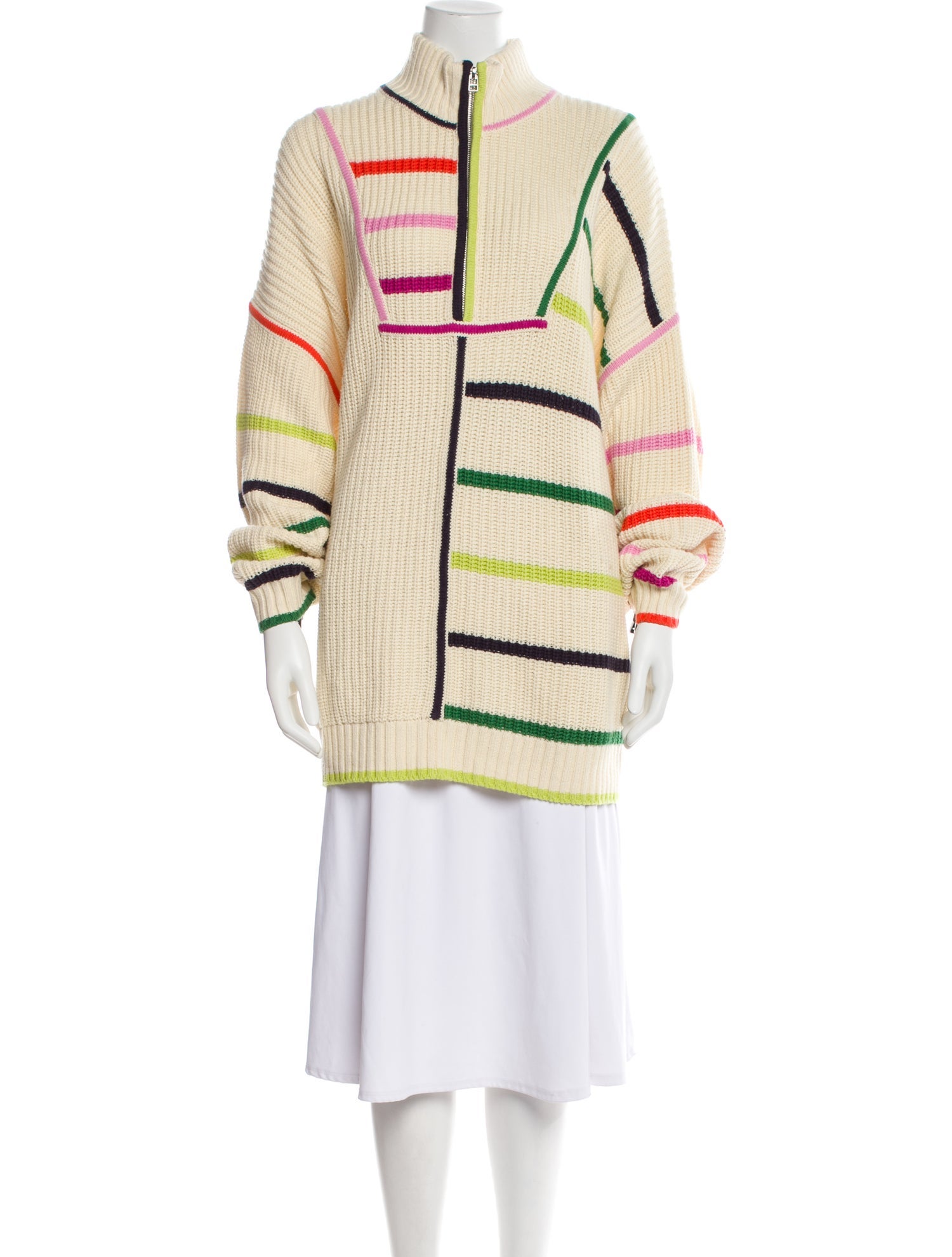 Staud Striped Mock Neck Sweater