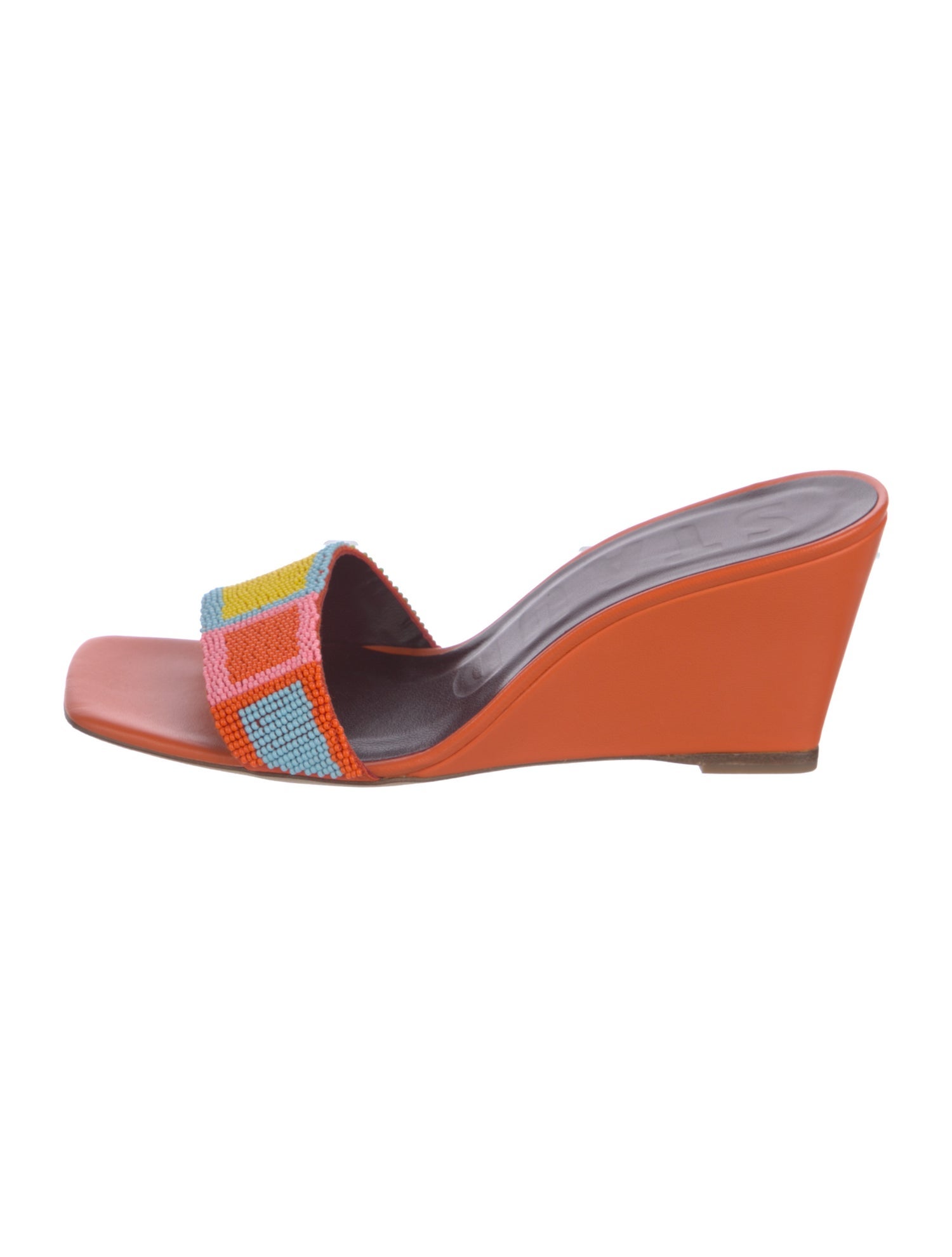 Staud Leather Beaded Accents Slides