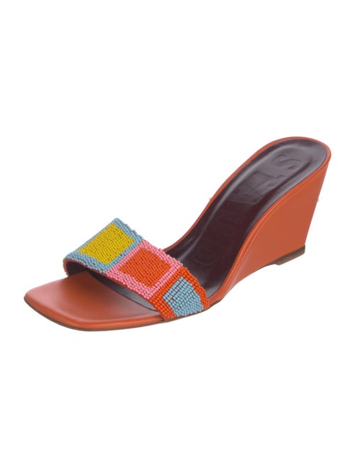 Staud Leather Beaded Accents Slides