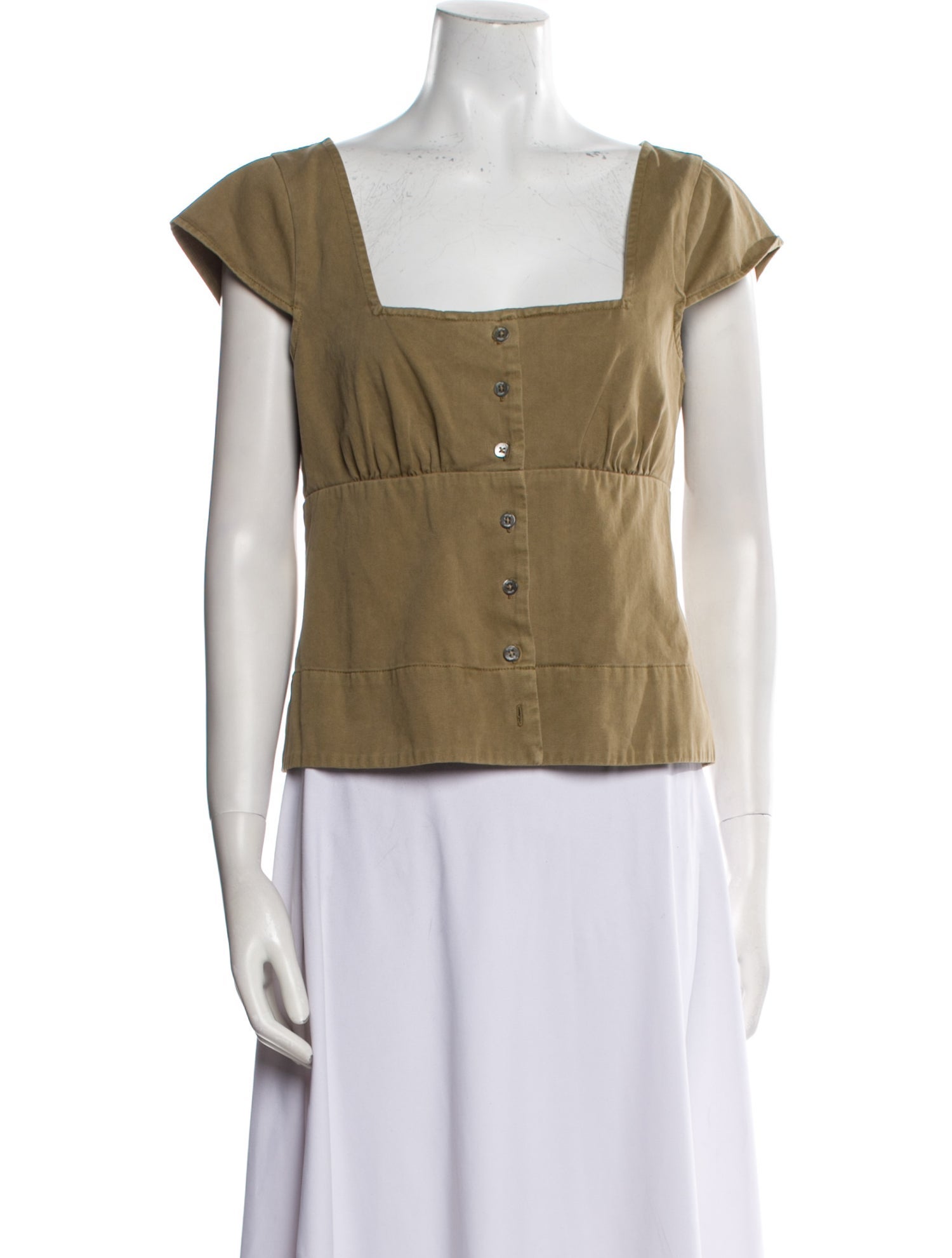 Staud Square Neckline Short Sleeve Top