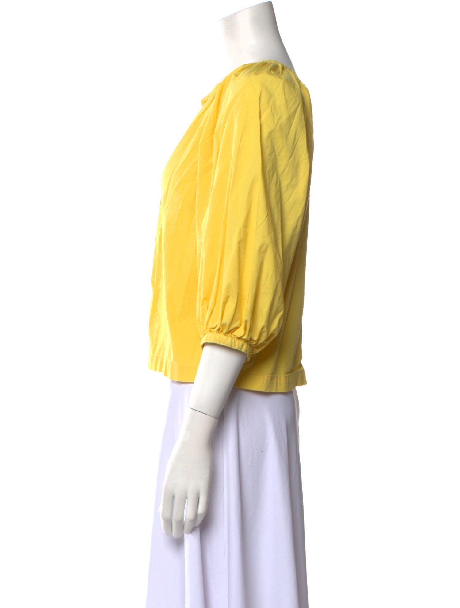 Staud V-Neck Three-Quarter Sleeve Crop Top