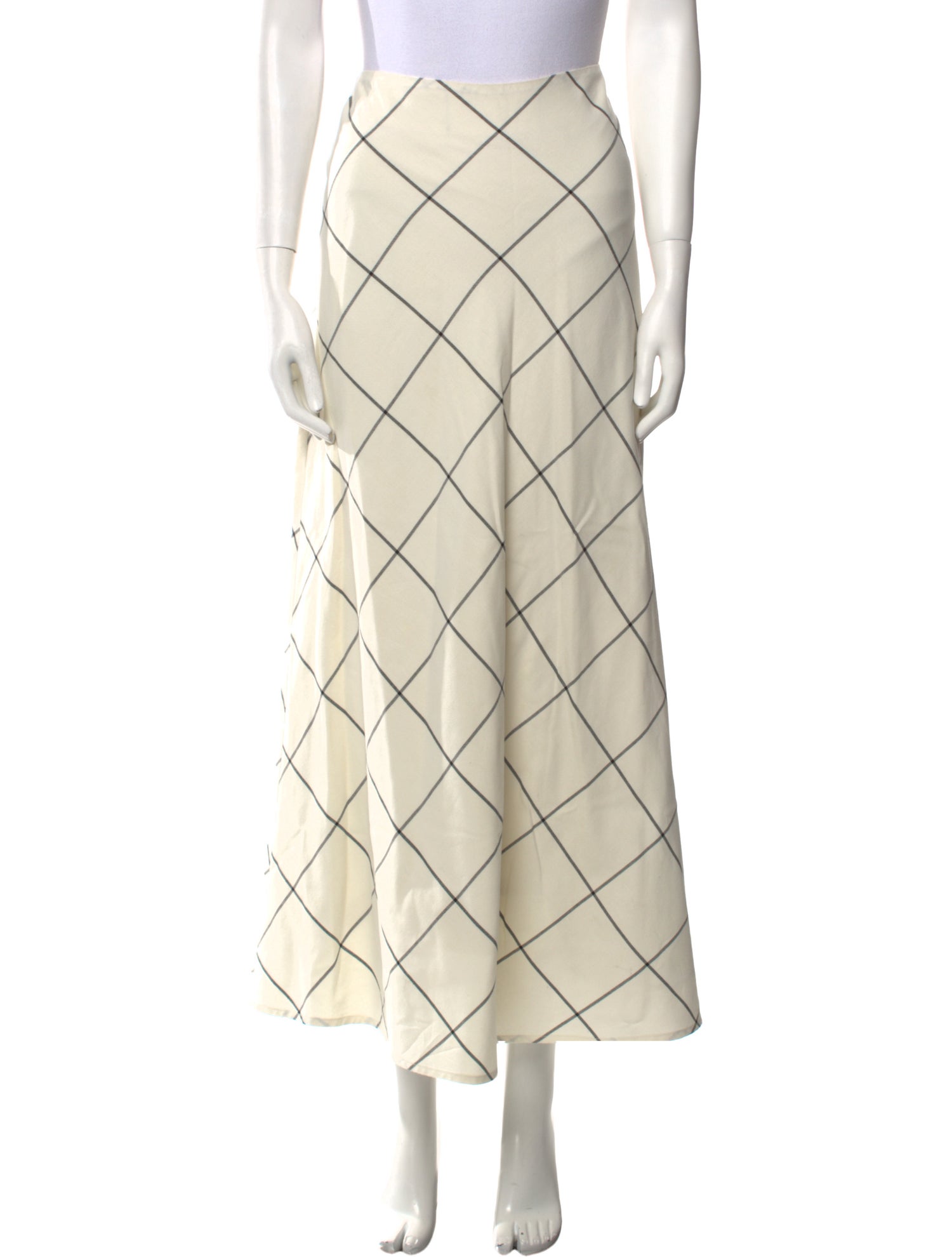 Staud Plaid Print Midi Length Skirt