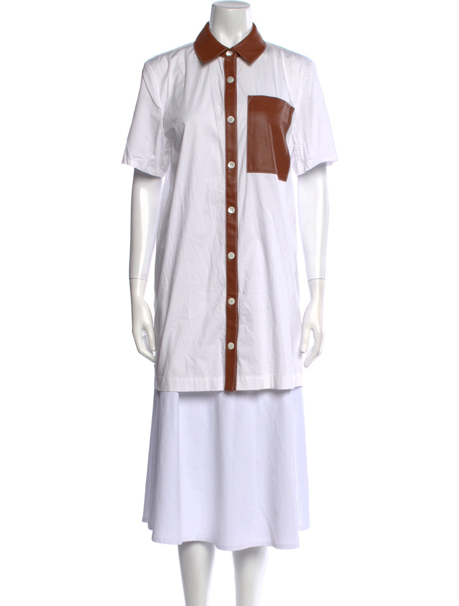 Staud Short Sleeve Button-Up Top