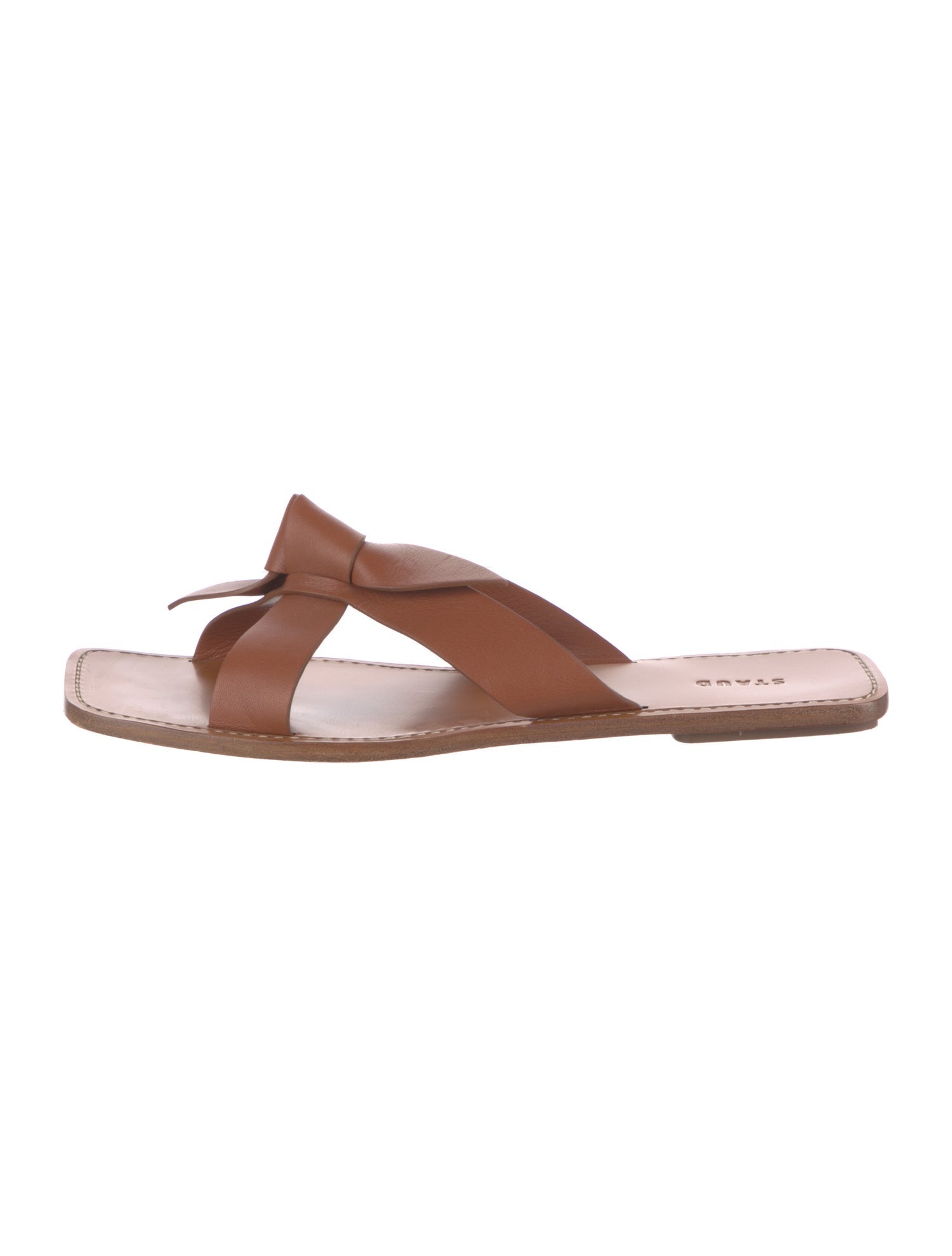 Staud Leather Bow Accents Slides