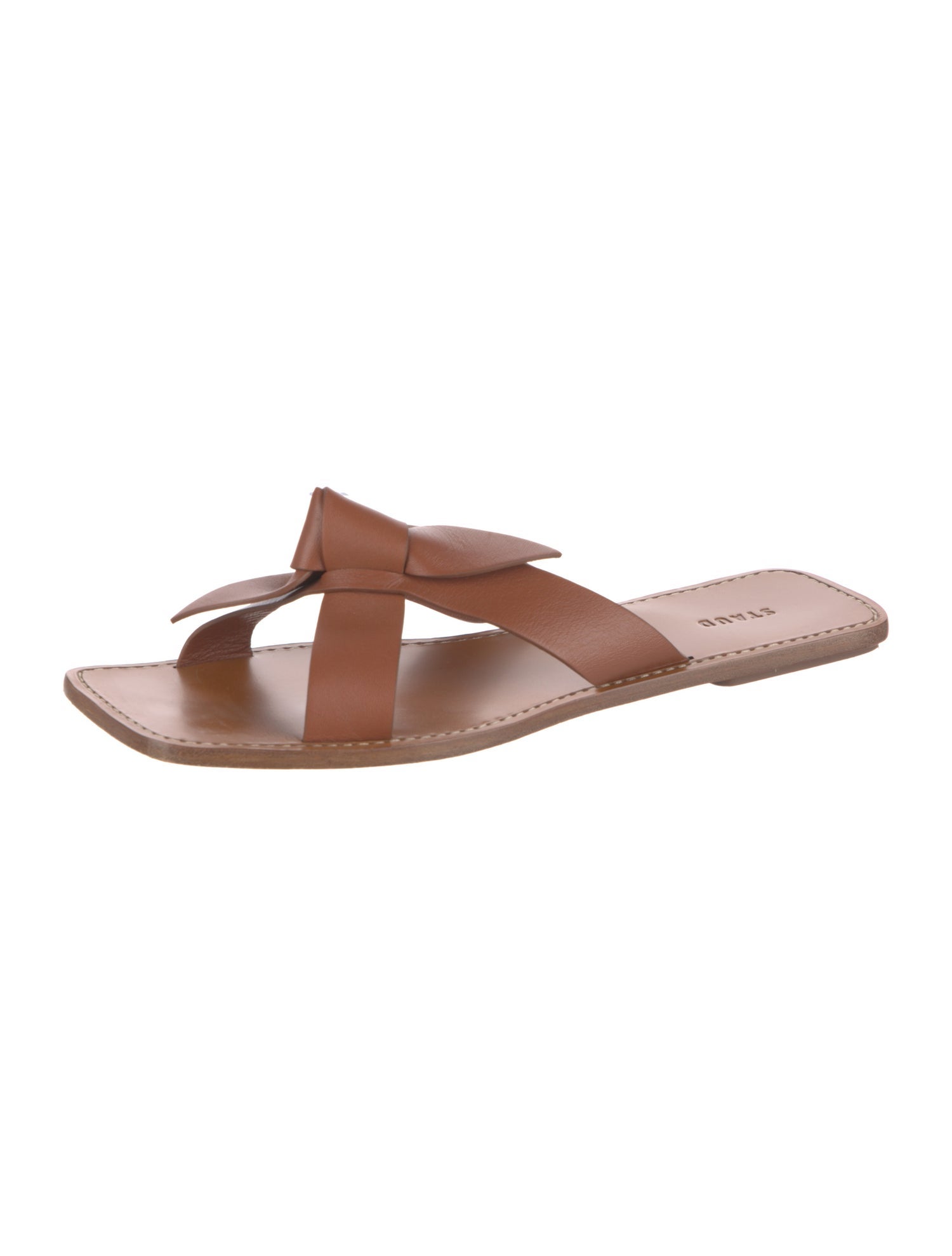 Staud Leather Bow Accents Slides
