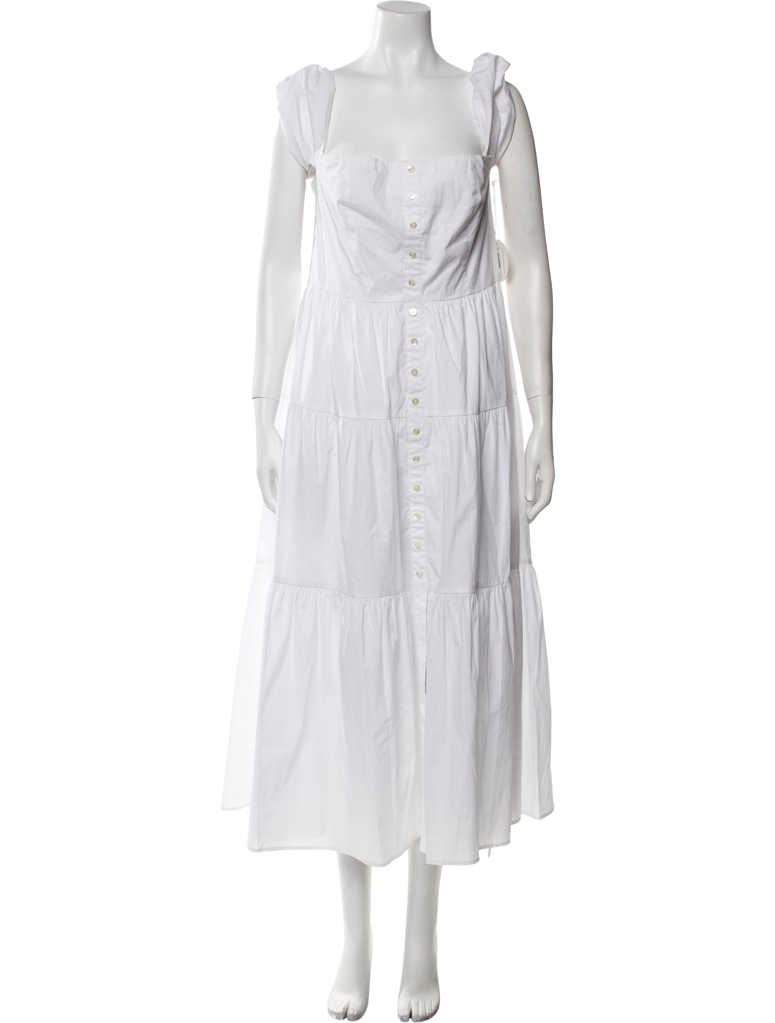 Staud Square Neckline Midi Length Dress