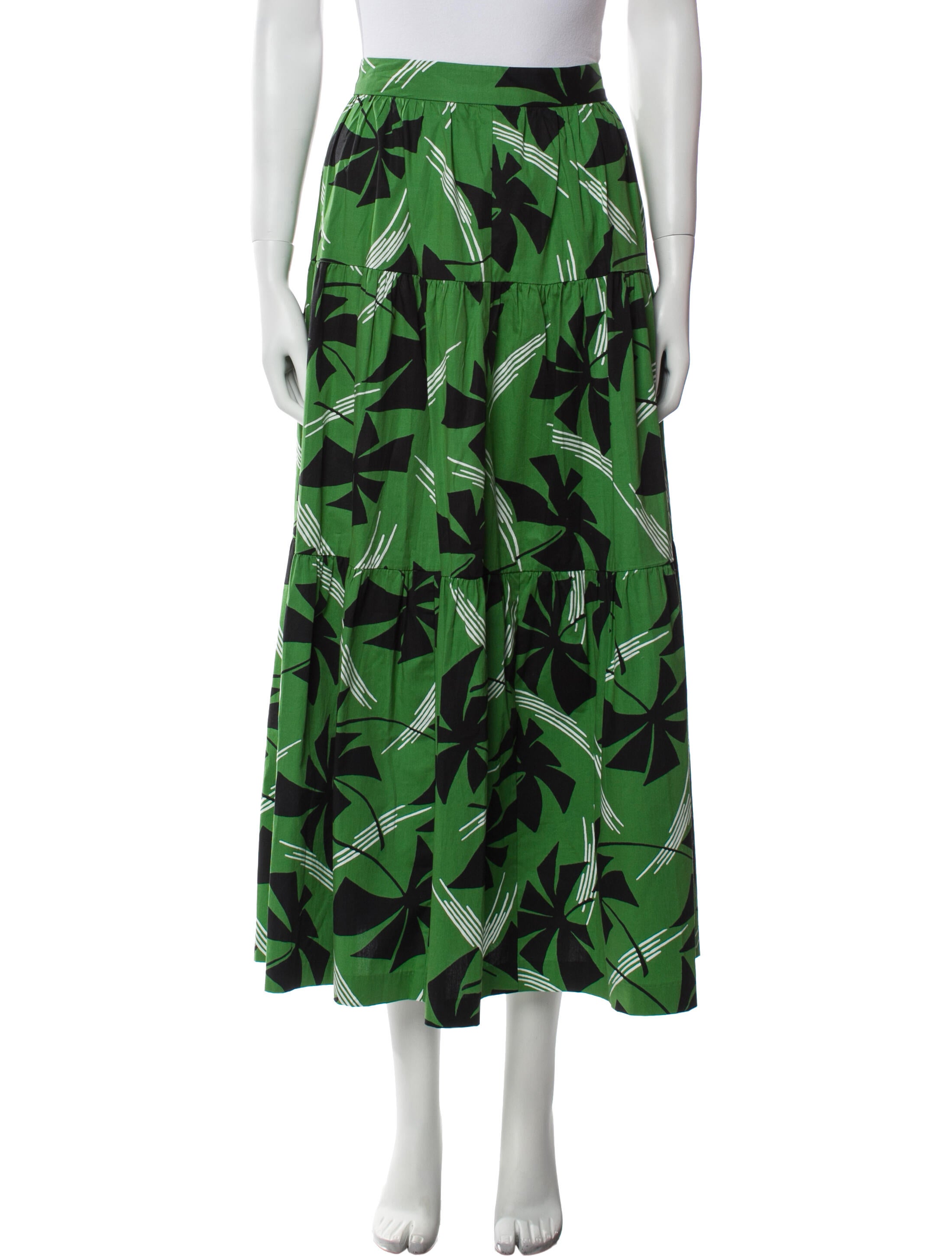 Staud Printed Midi Length Skirt