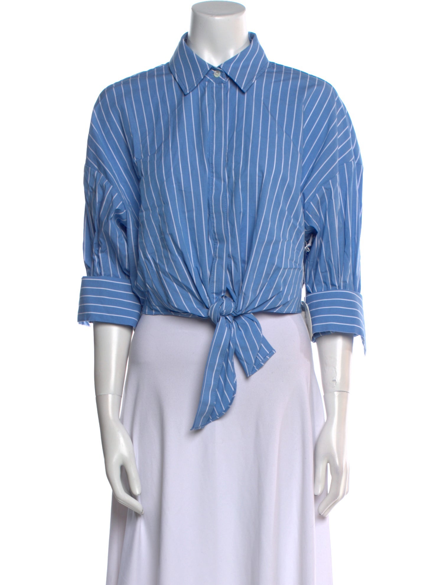 Staud Striped Three-Quarter Sleeve Crop Top w/ Tags