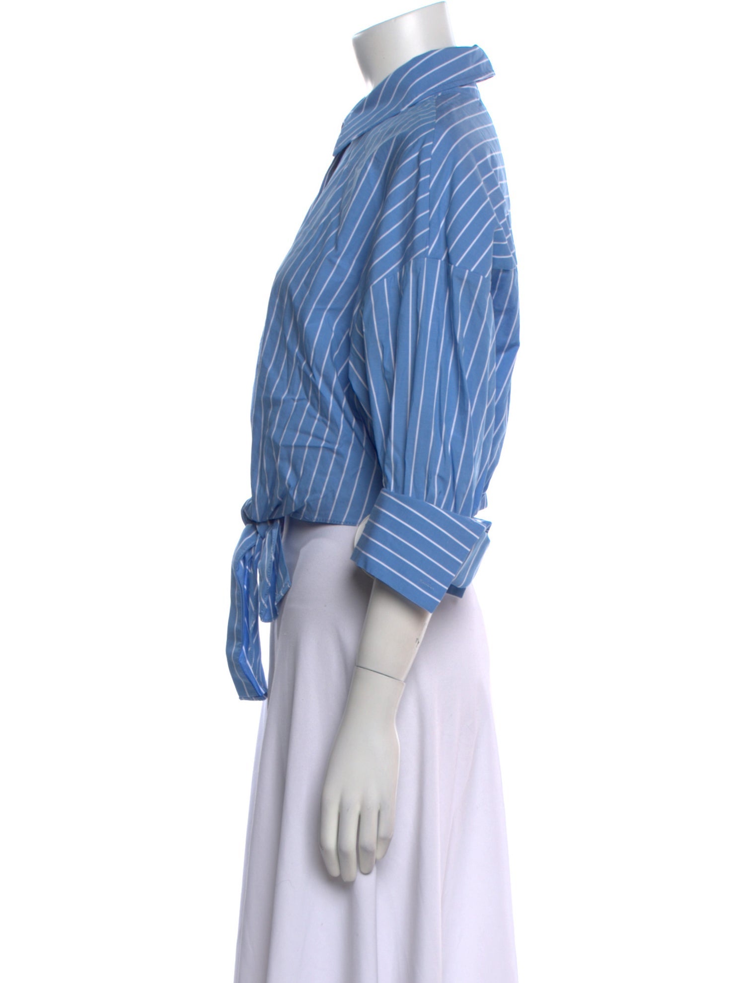 Staud Striped Three-Quarter Sleeve Crop Top w/ Tags