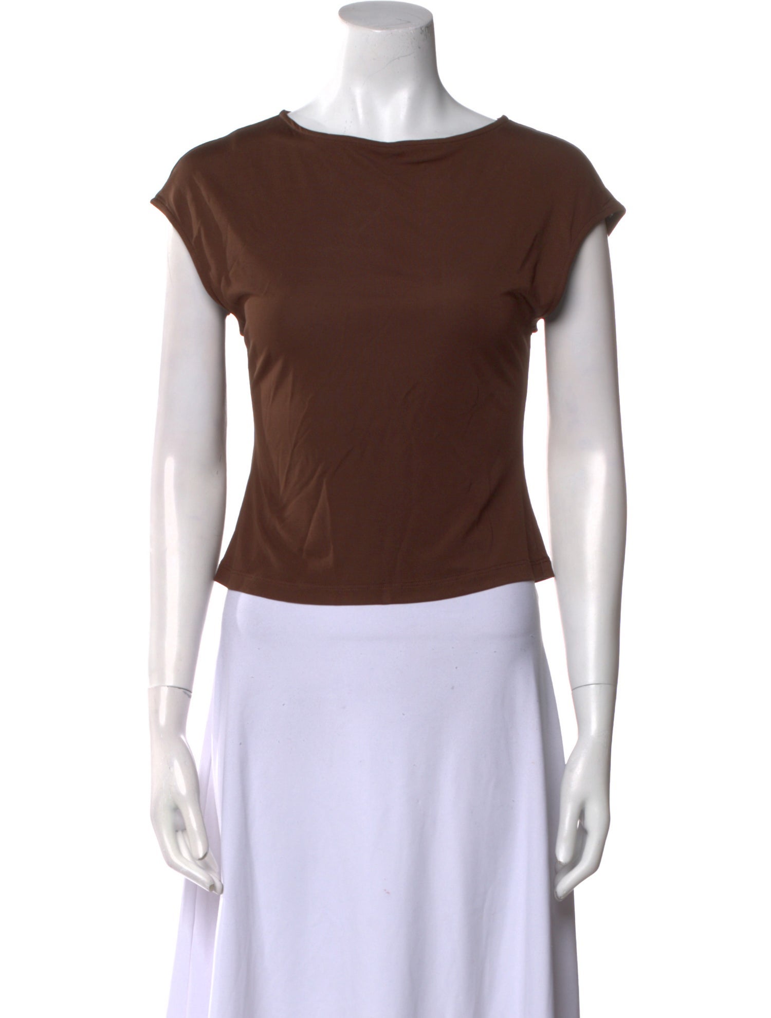 Staud Bateau Neckline Short Sleeve Crop Top