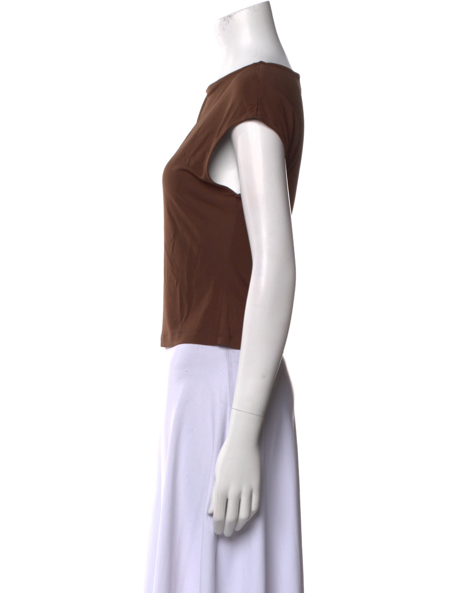 Staud Bateau Neckline Short Sleeve Crop Top