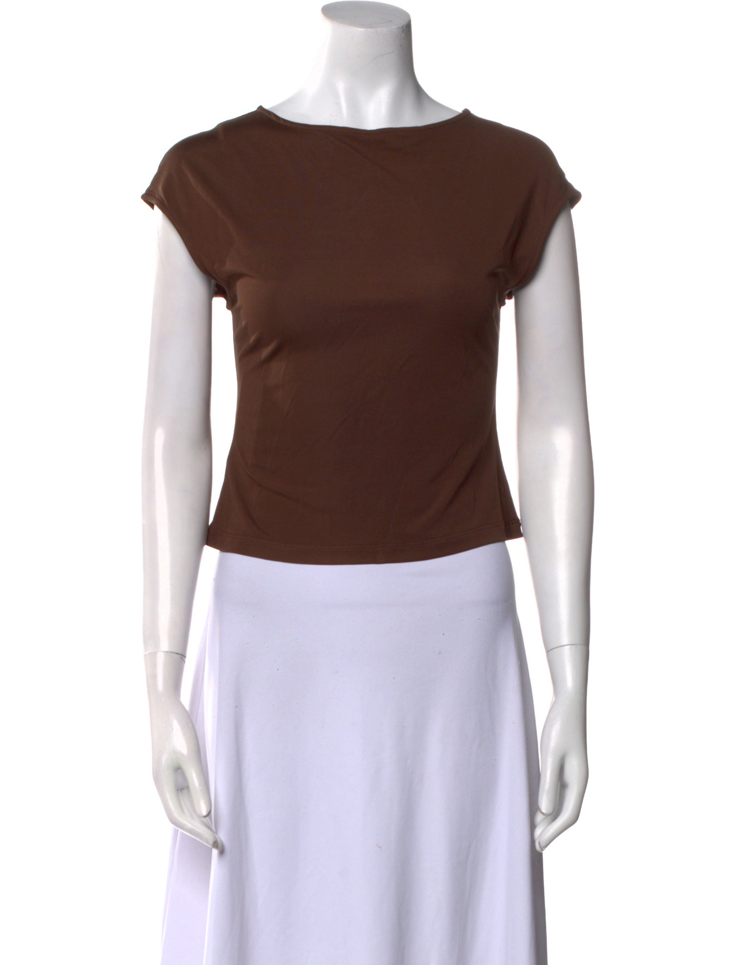 Staud Scoop Neck Short Sleeve Crop Top