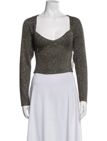 Staud Tops Printed Scoop Neck Crop Top XL