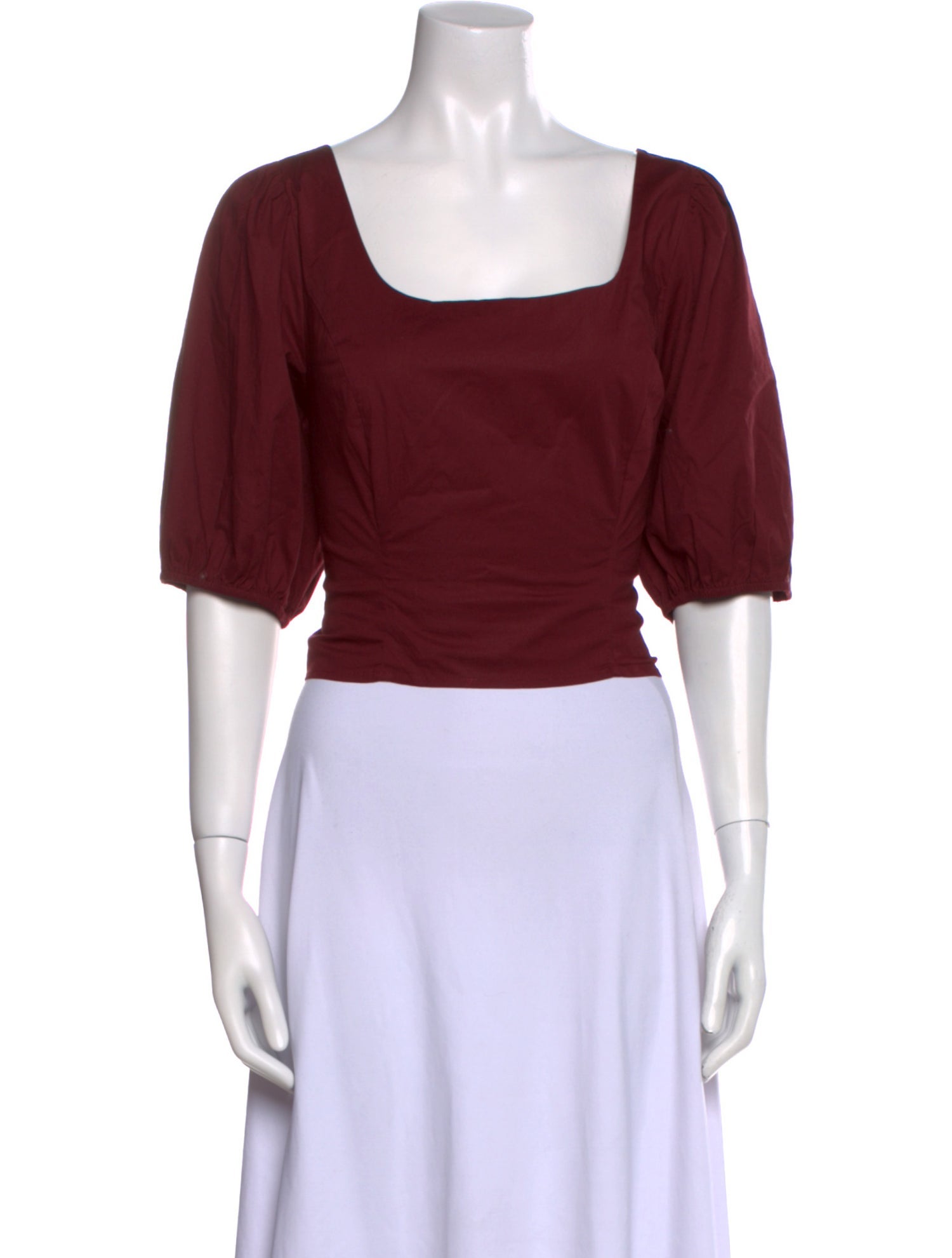 Staud Square Neckline Short Sleeve Crop Top