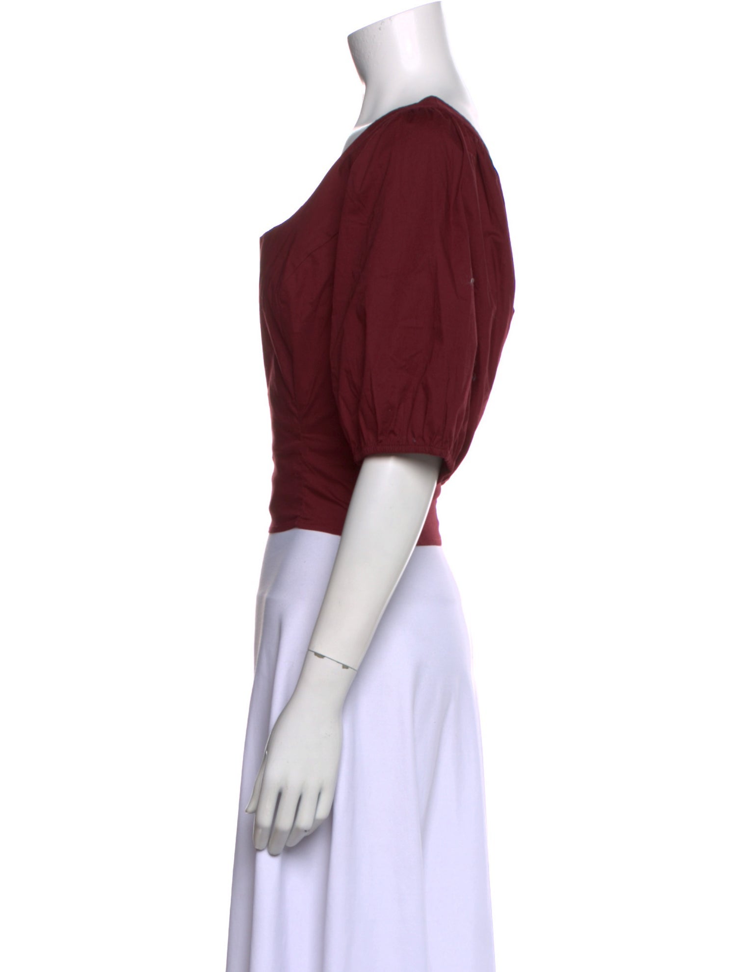 Staud Square Neckline Short Sleeve Crop Top