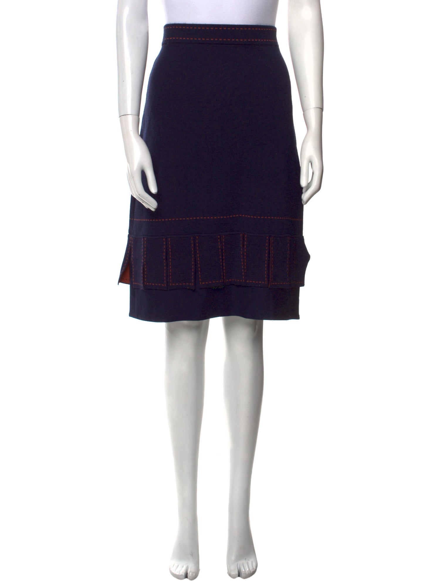 Staud Fringe Trim Accent Knee-Length Skirt