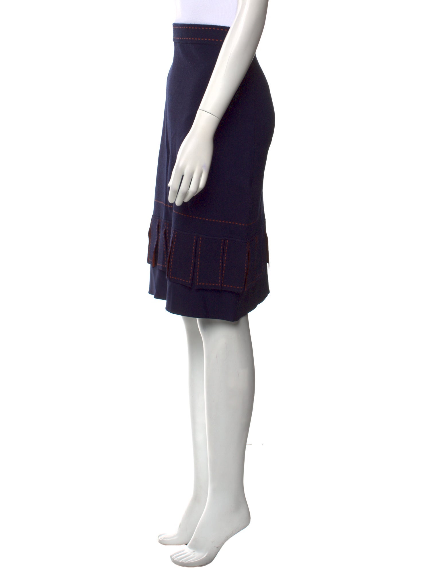 Staud Fringe Trim Accent Knee-Length Skirt