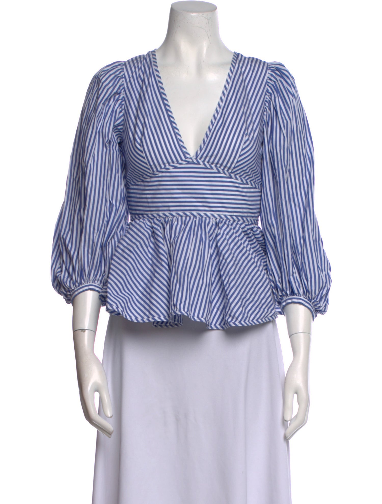 Staud Striped V-Neck Crop Top