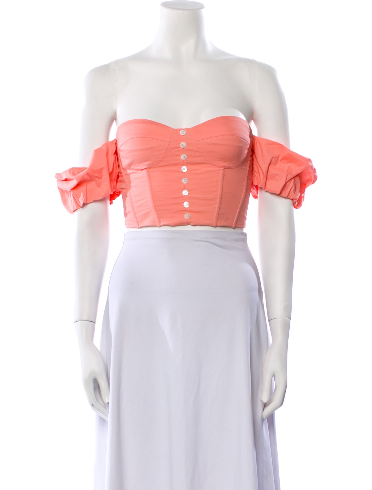 Staud Square Neckline Short Sleeve Crop Top