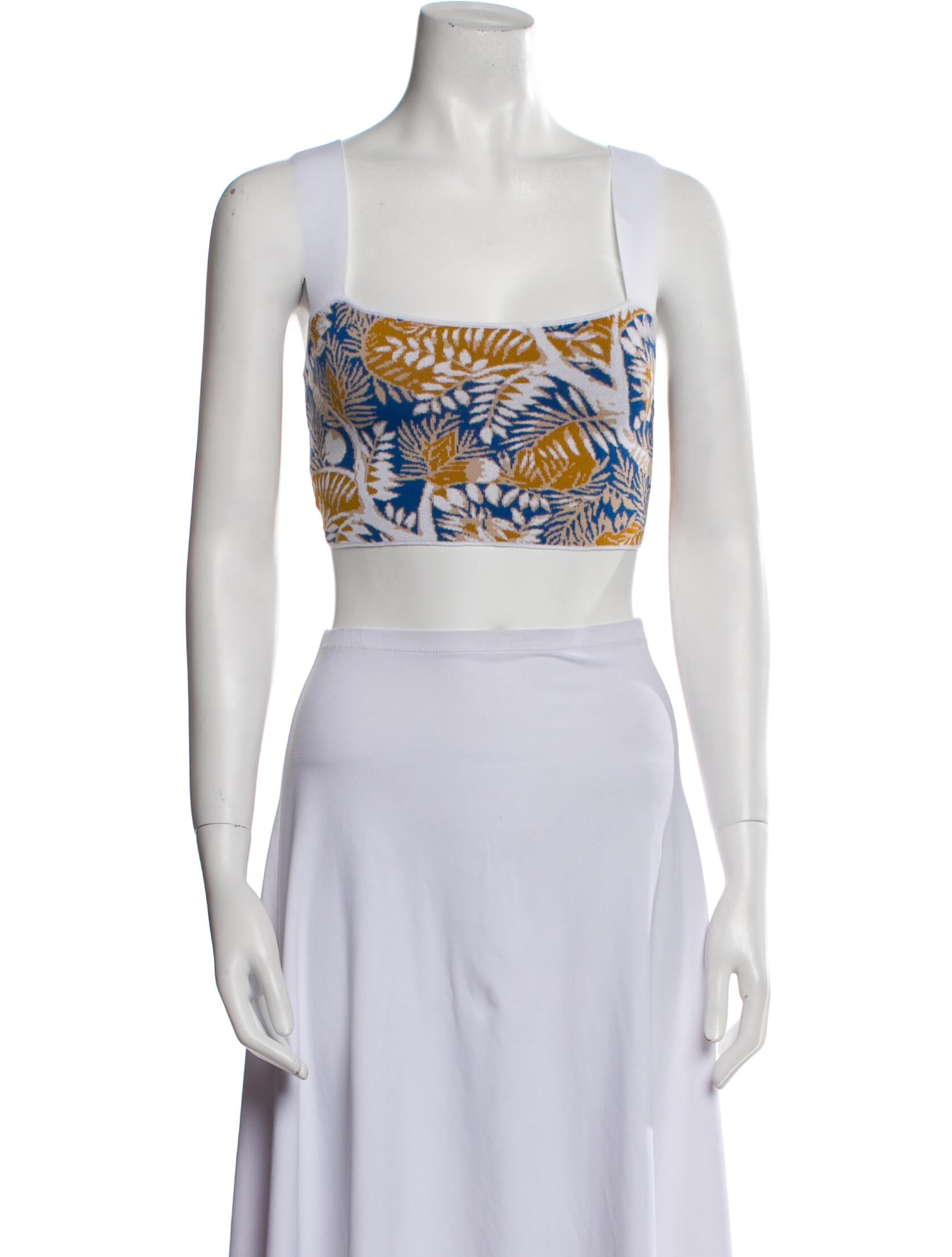 Staud Printed Square Neckline Crop Top