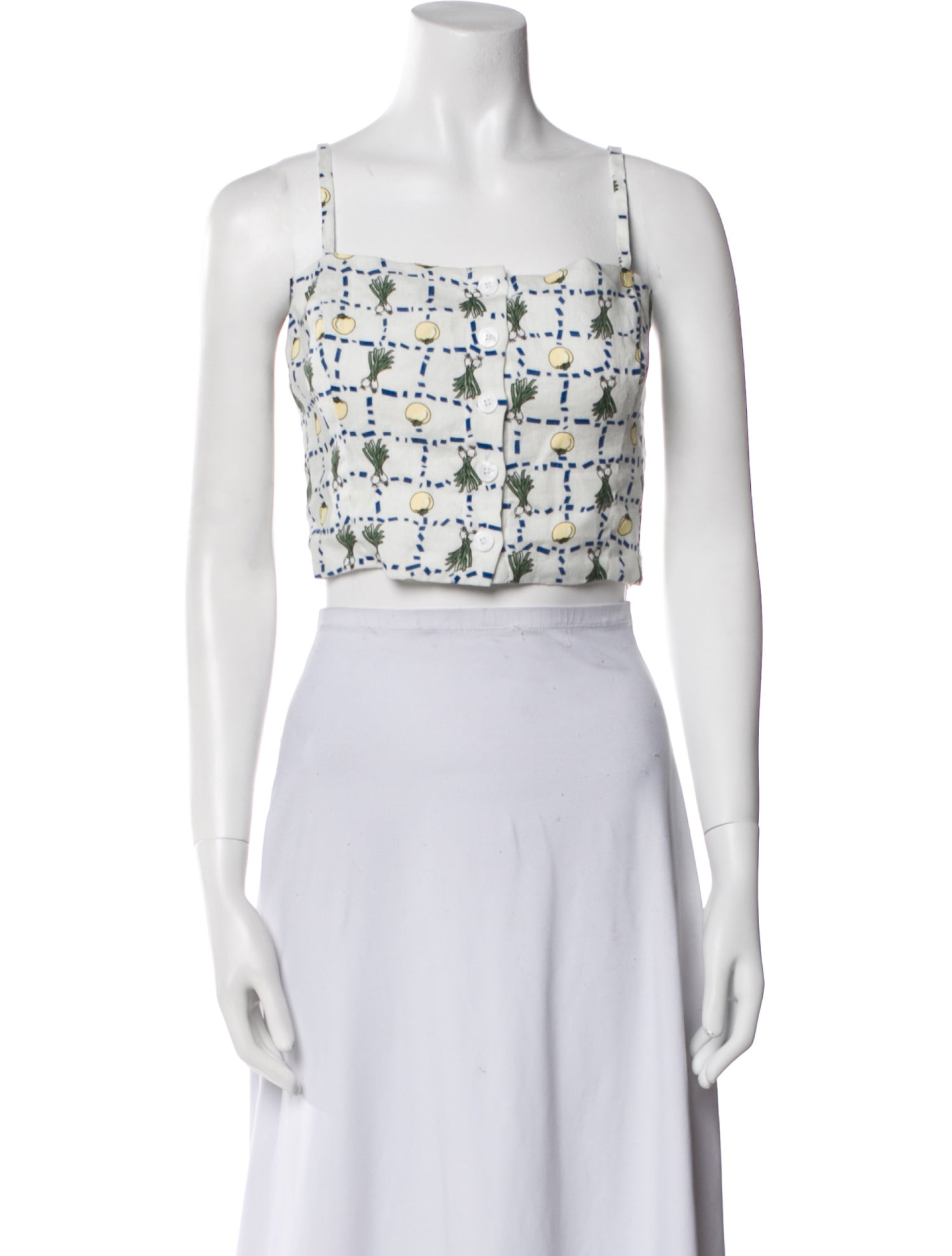 Staud Linen Printed Crop Top