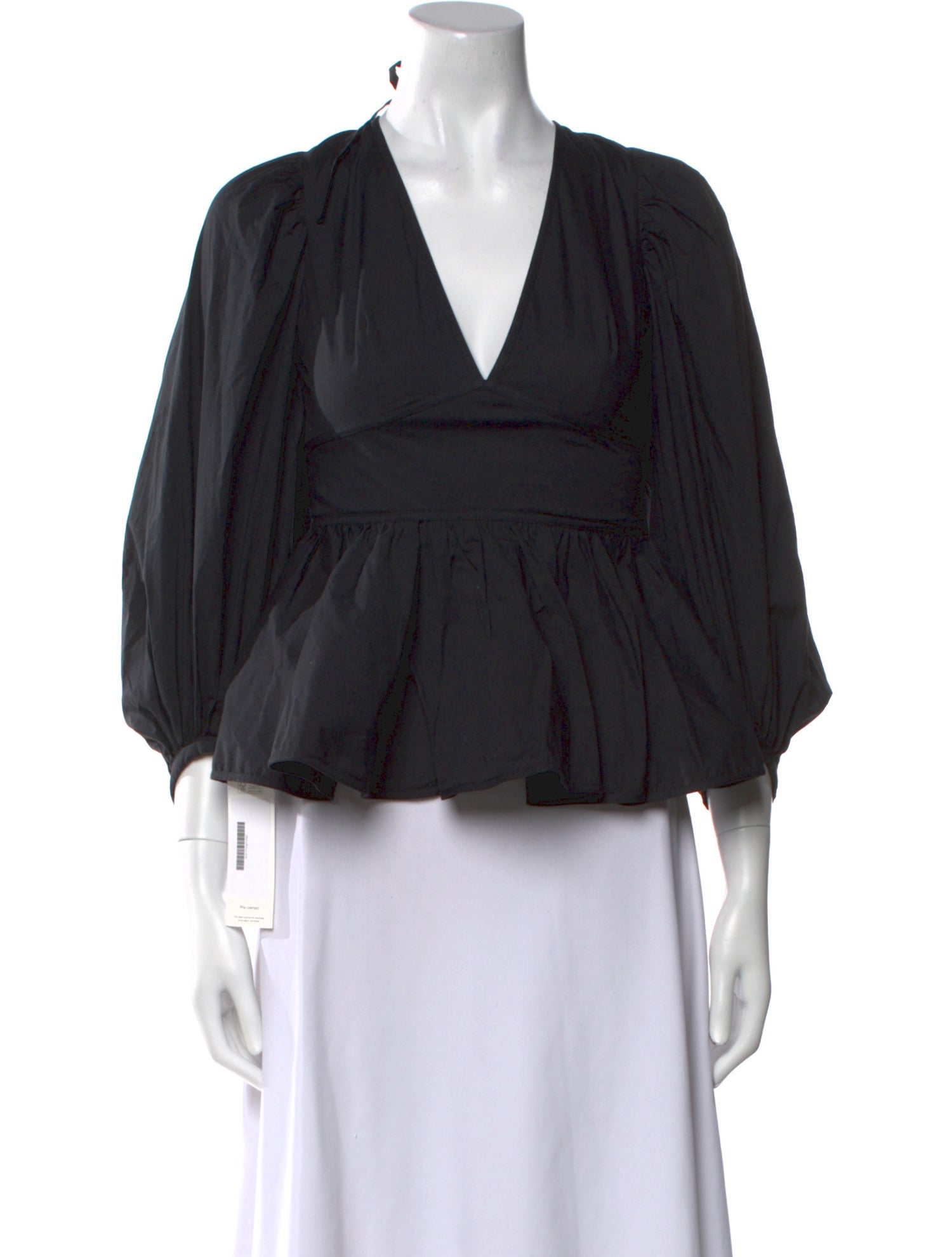 Staud V-Neck Three-Quarter Sleeve Crop Top