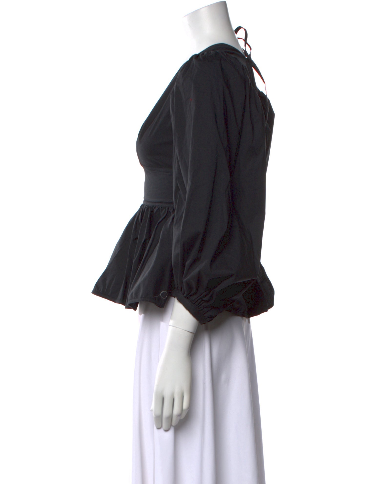 Staud V-Neck Three-Quarter Sleeve Crop Top