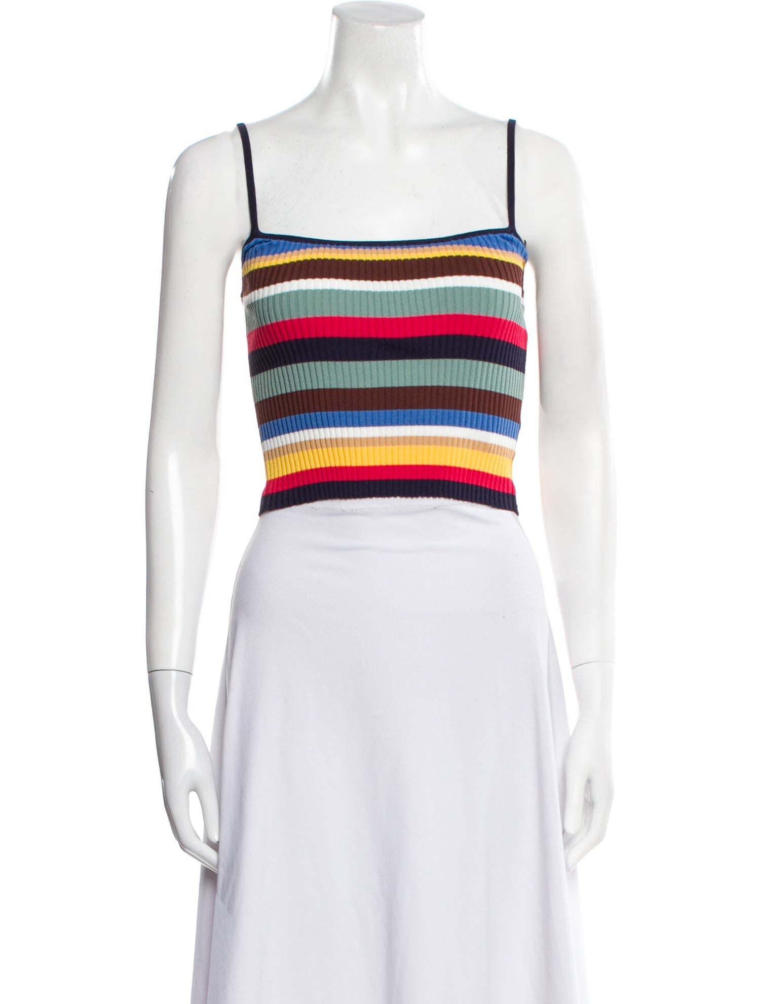 Staud Striped Square Neckline Crop Top